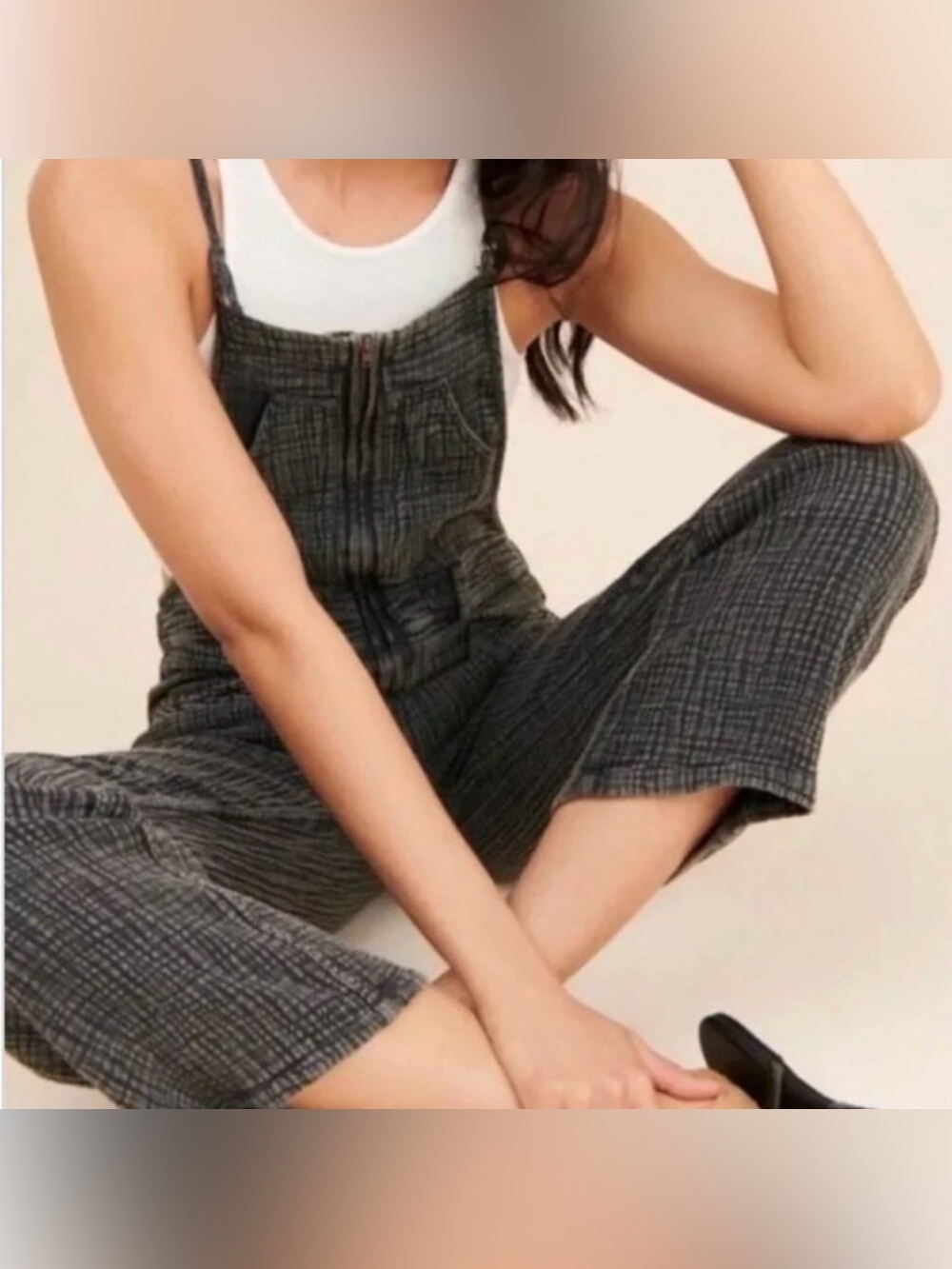 Pilcro Anthropologie black gauze cotton painters overalls sz 30